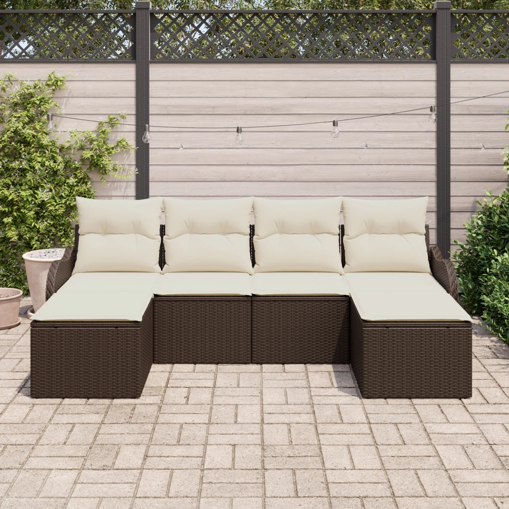 Set di Divani da Giardino  con Cuscini Marrone Polirattan