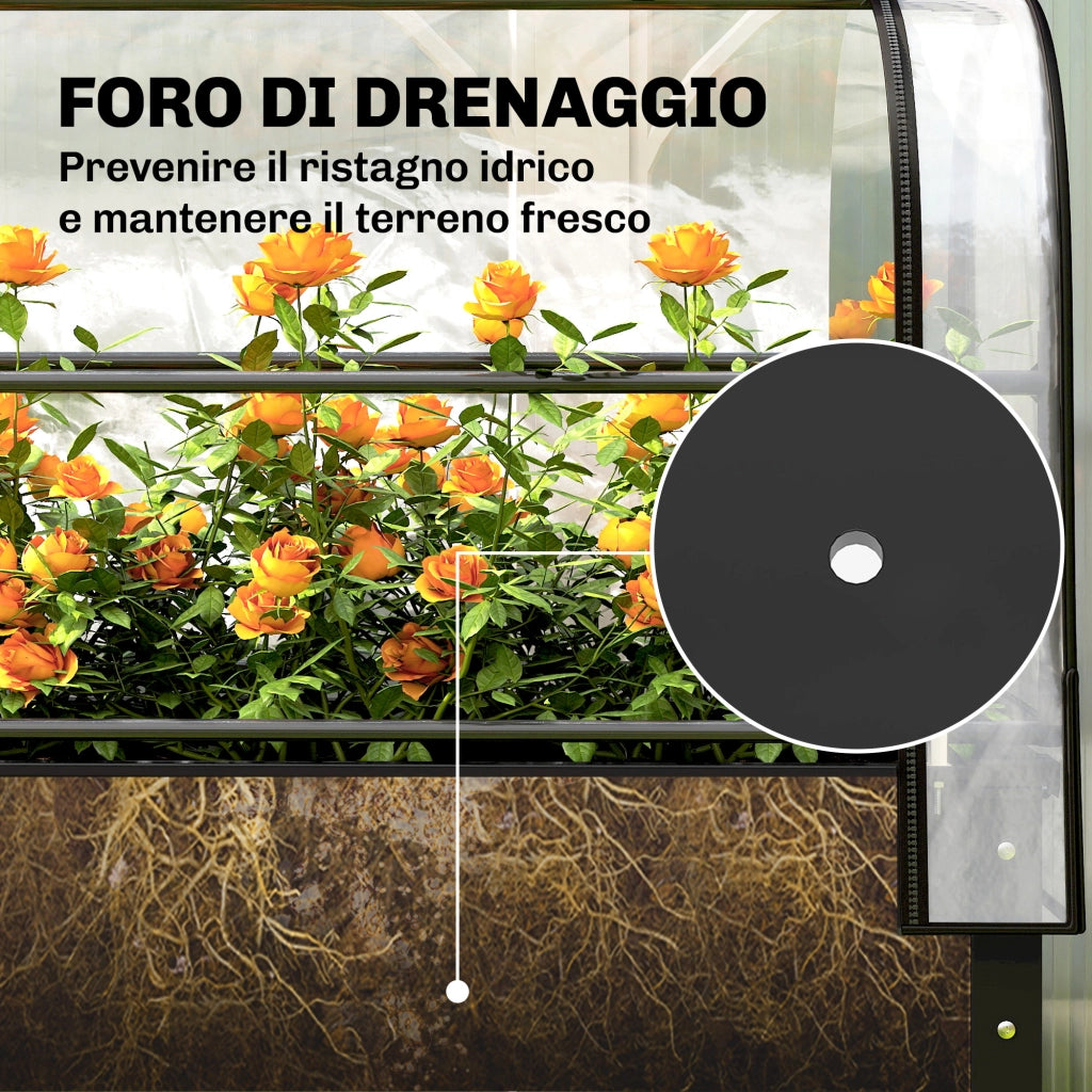 Letto Rialzato per Orto con Mini Serra e Drenaggio ¨C Zephmum ¨C Nero 100x49x136 cm