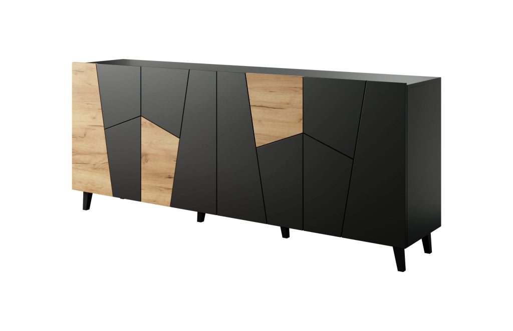MOBILE VITRAIL CABINET 200 4D NERO OPACO ROVERE ARTIGIANALE ETNA