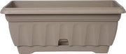 Cassa da giardino da balcone 60cm in colorazione taupe con vaso per piante e vaso per fiori.