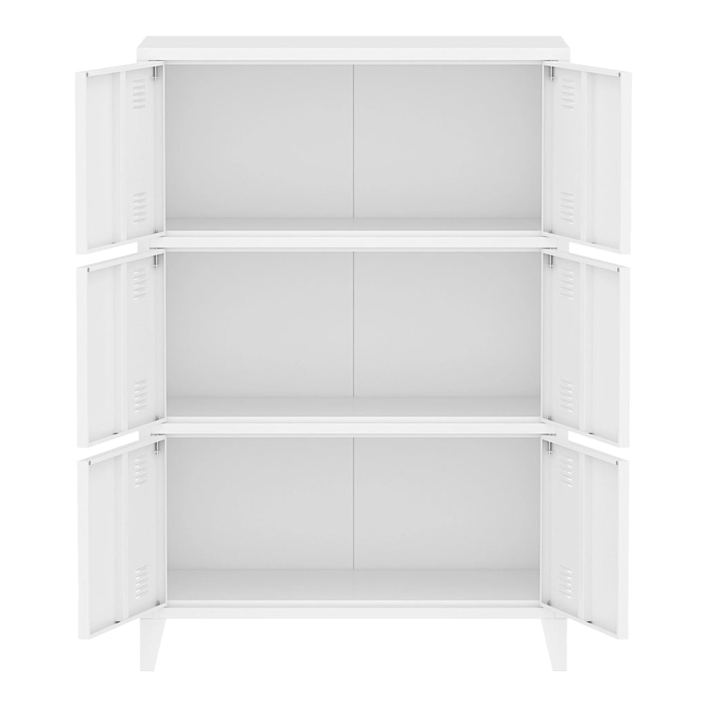 Armadio Hamina Mobile in Acciaio per Archivio 113 x 80 x 40 cm Bianco [en.casa]