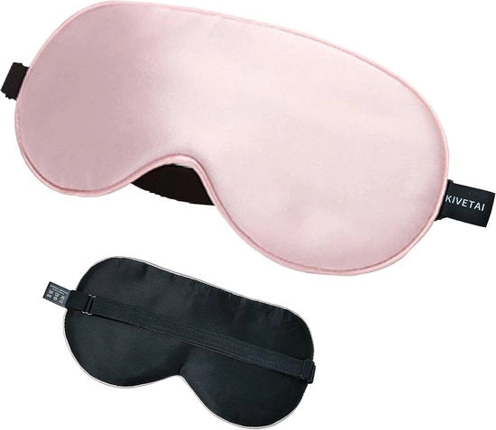 Slaapmasker in seta - Oogmasker - Ideale per viaggi - 1 pezzo - Rosa - Moleskin puro