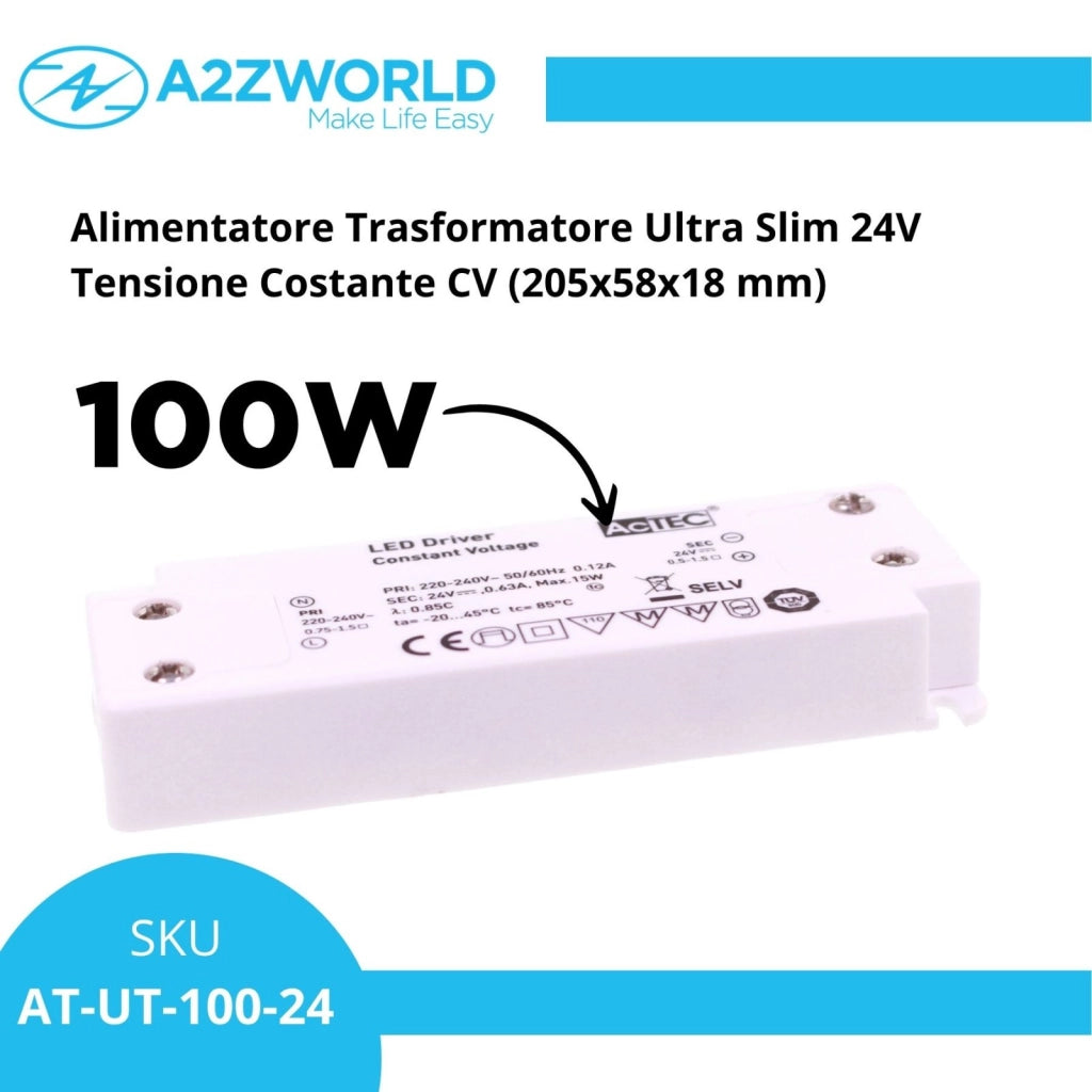 Alimentatore Trasformatore Ultra Slim 24V Tensione Costante CV (100W)