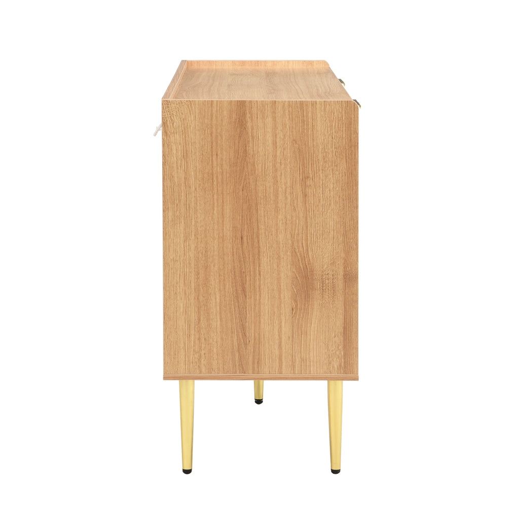 CREDENZA 140x38x75 cm in MDF naturale con 4 ante