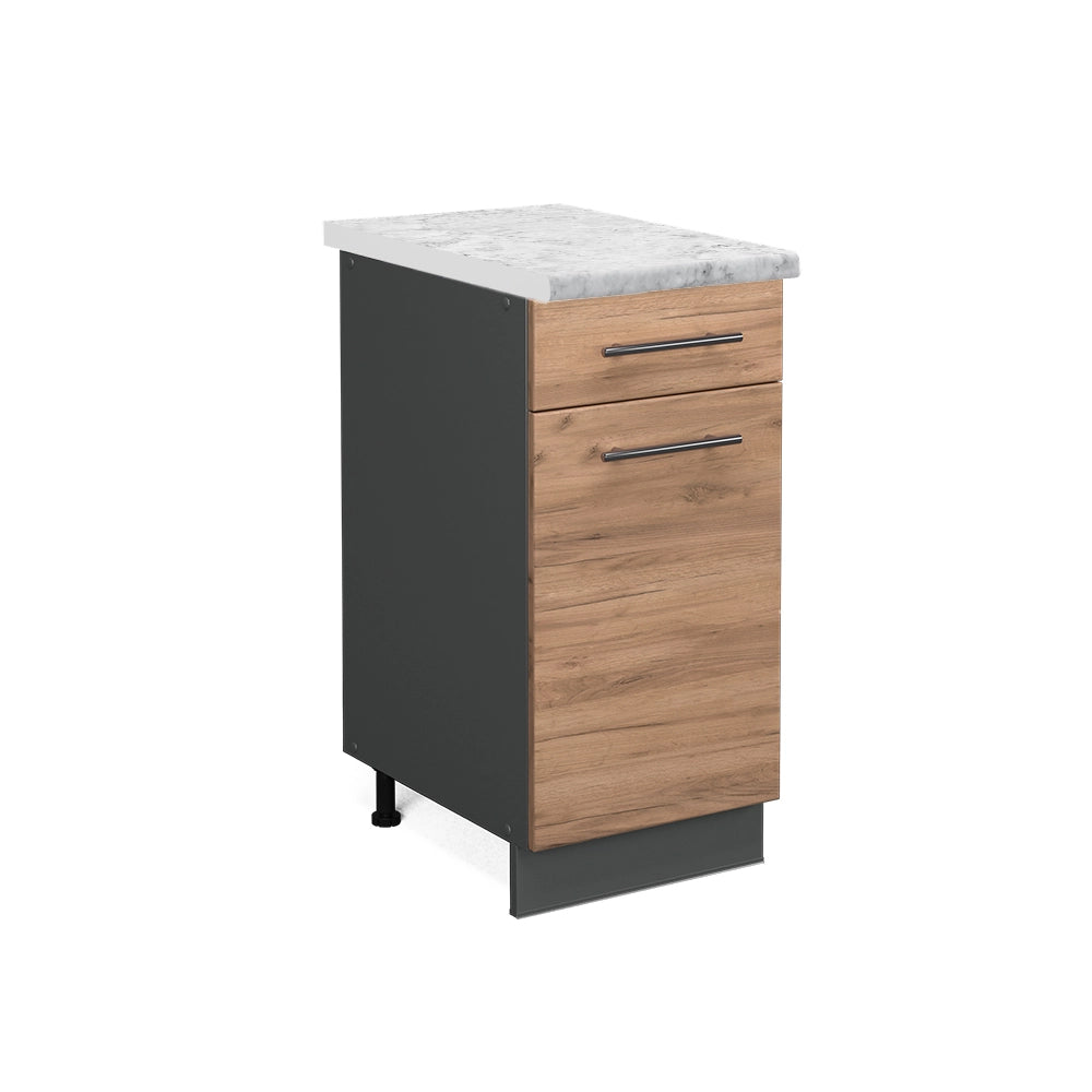 Mobiletto base per cucina Fame-Line Rovere dorato/Antracite 40 cm, PL Marmo Vicco