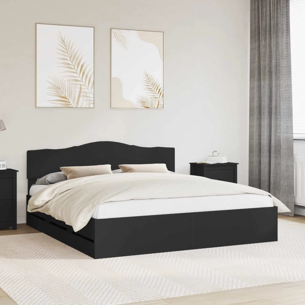 Struttura del letto Nero 200 x 200 cm Legno Ingegnerizzato
