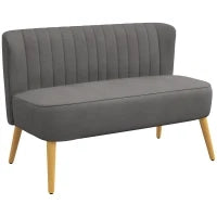 Divano dal Design Retro a due posti, Gambe in Legno, 117 cm x 56.5 cm x 77 cm, Grigio Scuro