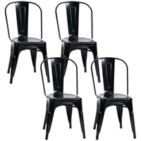 Set 4 Sedie da Cucina Impilabili 53x45x85 cm in Acciaio Nero