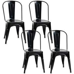 Set 4 Sedie da Cucina Impilabili 53x45x85 cm in Acciaio Nero
