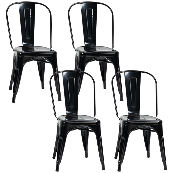 Set 4 Sedie da Cucina Impilabili 53x45x85 cm in Acciaio Nero