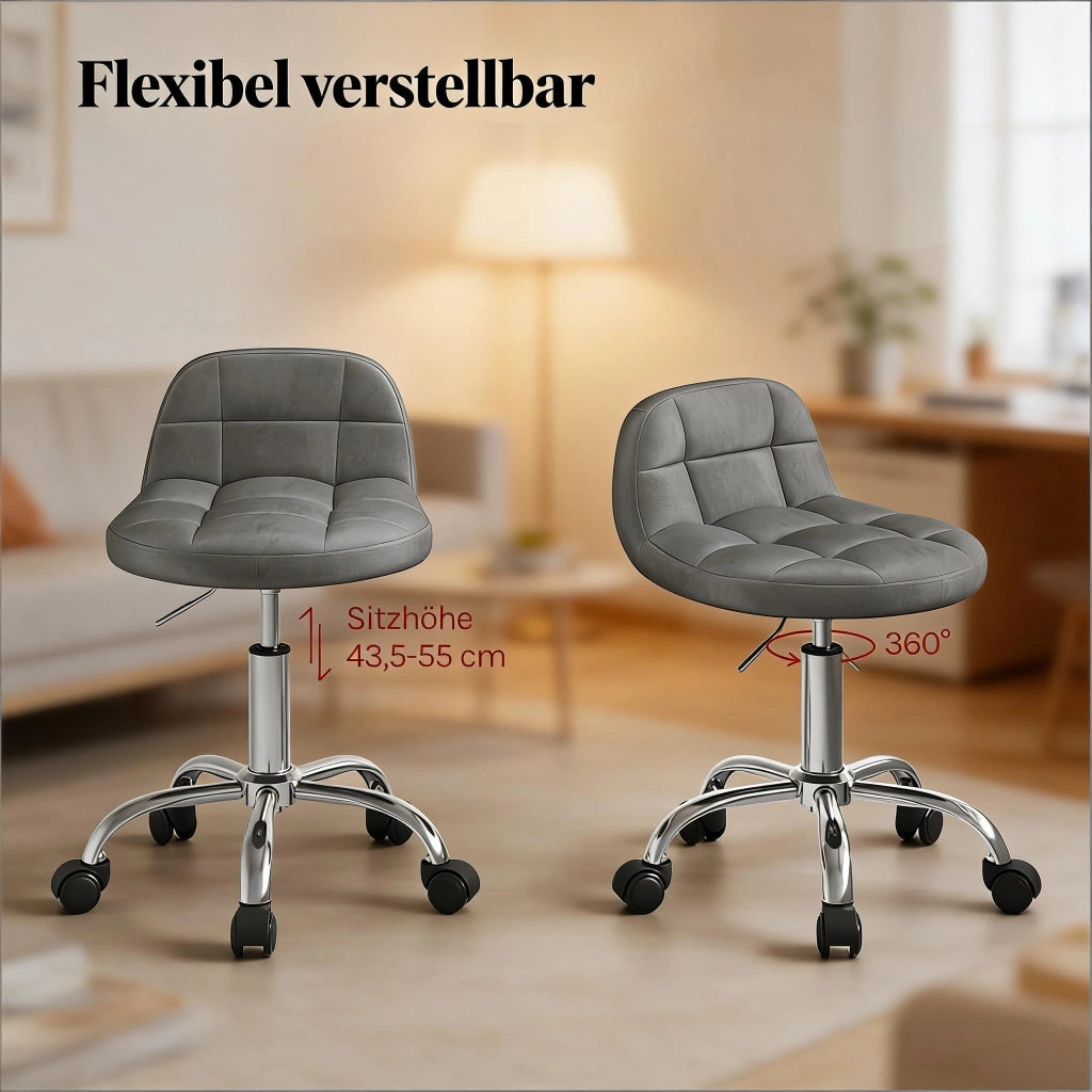 SEDIA UFFICIO Girevole Regolabile 56,5-68 cm Velluto Grigio Scuro
