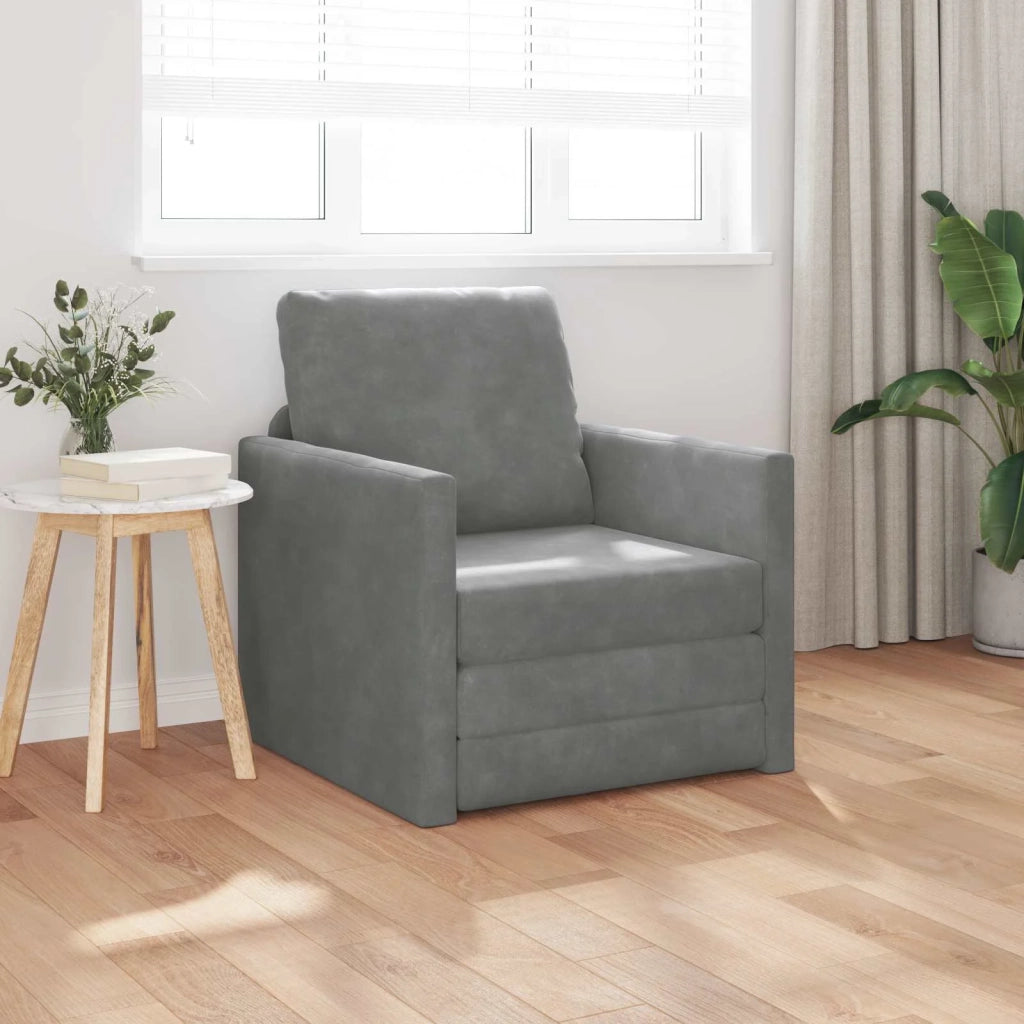 Divano letto Grigio scuro 74 x 77 x 81 cm Velluto 4106613