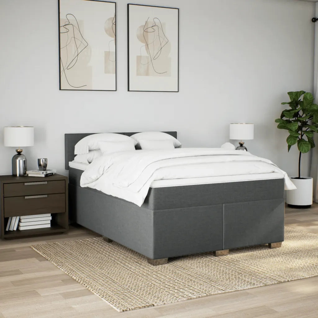 Giroletto a Molle con Materasso Grigio Scuro 140x190 cm Tessuto 3285877