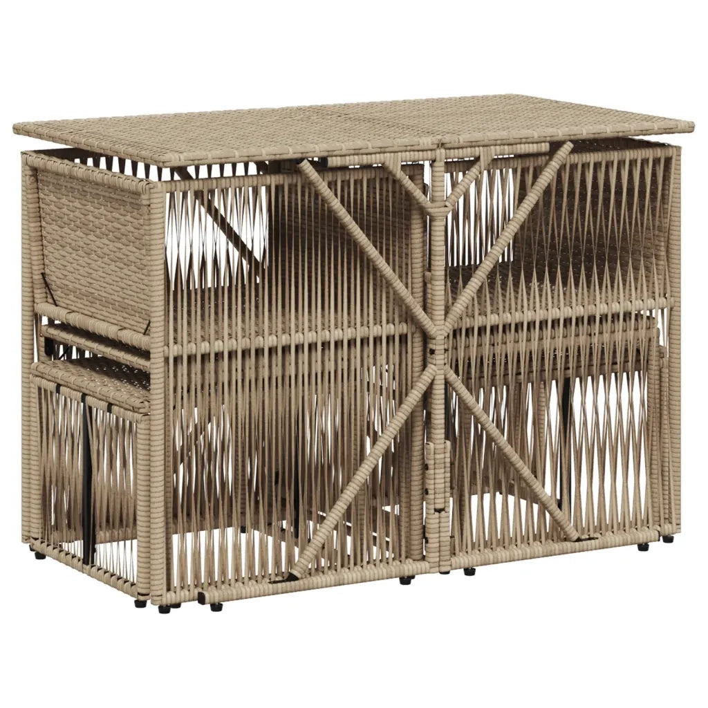 Set da Pranzo da Giardino 7 pz | Set Salotto da Giardino con Cuscini Beige in Polyrattan