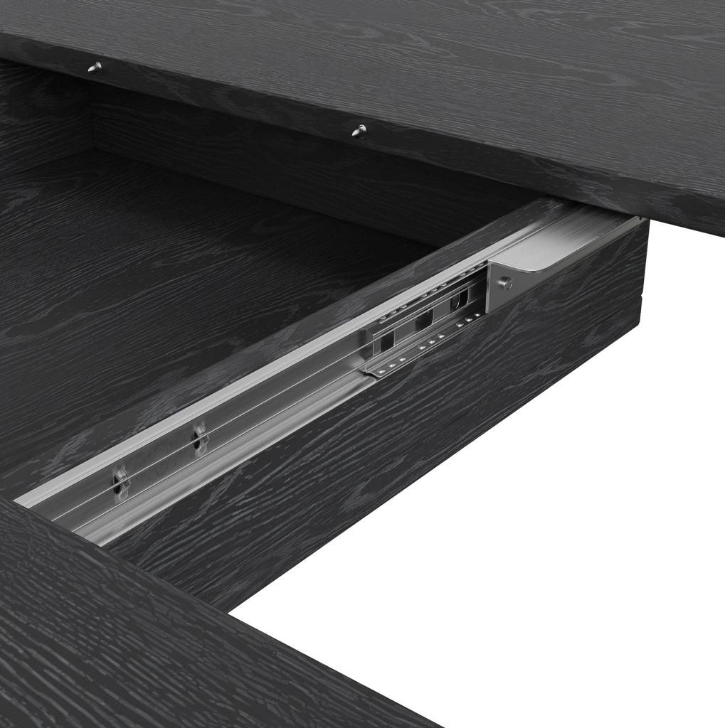 Tavolo da pranzo allungabile 110-150x110x76 cm con spazio contenitore in MDF nero
