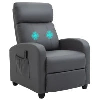 Poltrona Relax Massaggiante con Telecomando e 8 Programmi, Reclinazione e Poggiapiedi, 68x88x98cm, Grigio