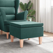 Poggiapiedi con Gambe in Legno Verde Scuro in Tessuto 329431