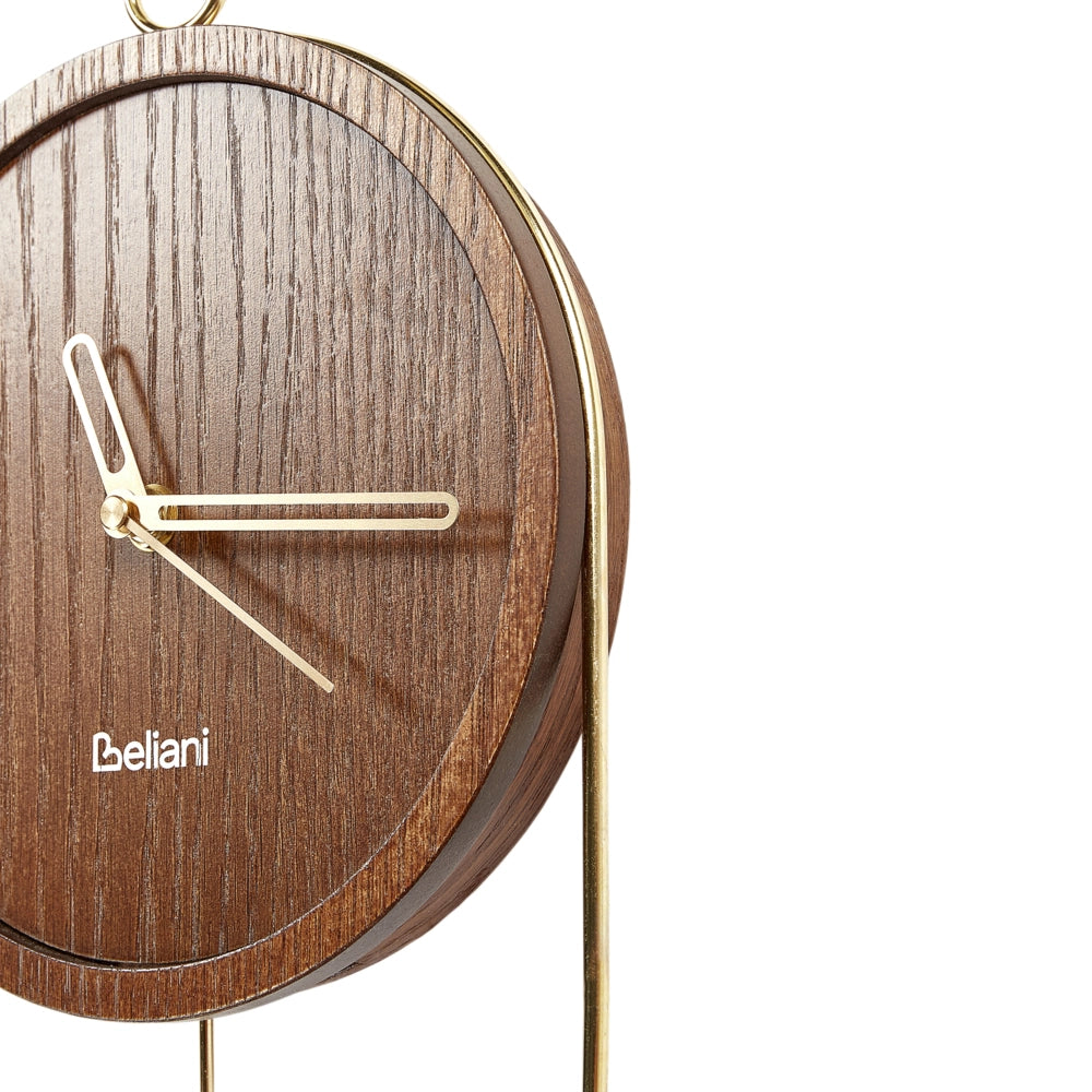 Orologio da parete in metallo MDF legno scuro 20 x 45 cm Design senza numeri Pendolo Decorazione per il soggiorno