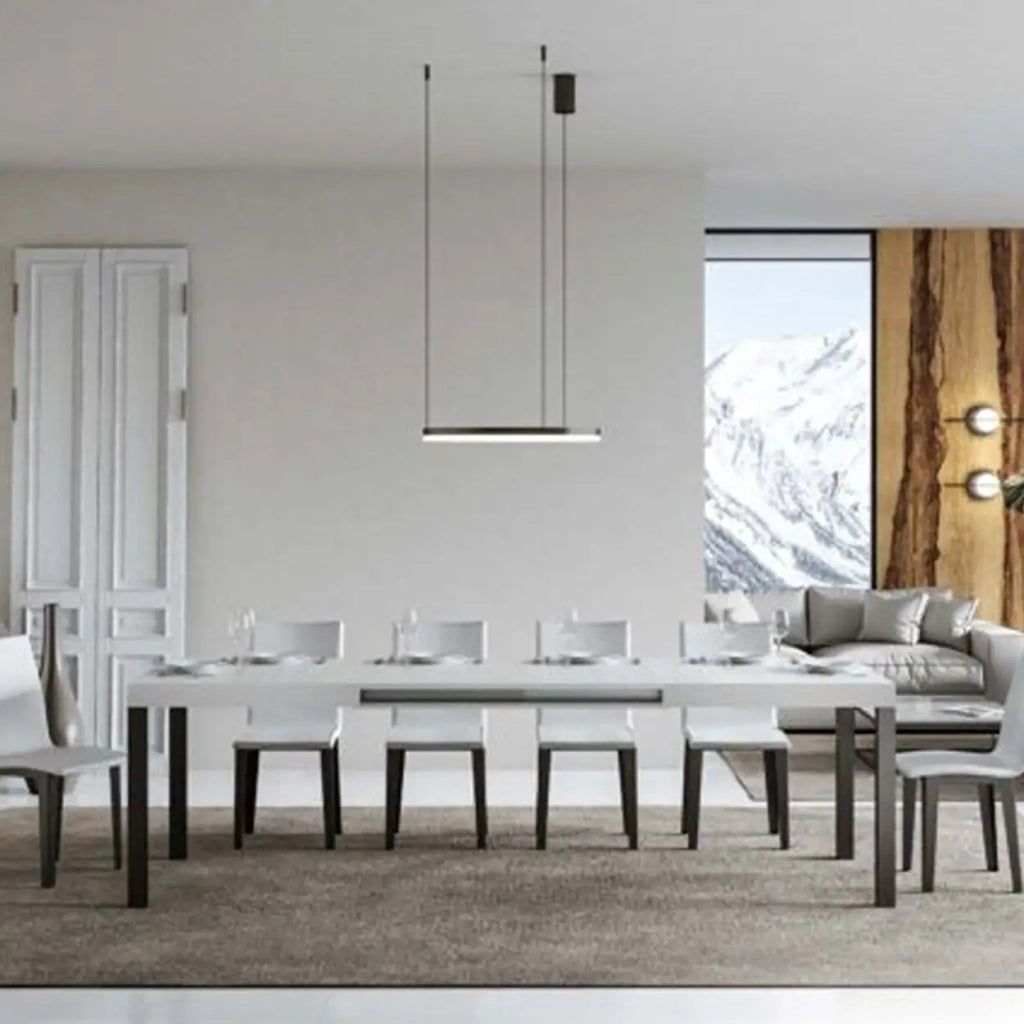 Tavolo allungabile 130/390x90 cm Everyday Premium colore bianco frassino gambe antracite
