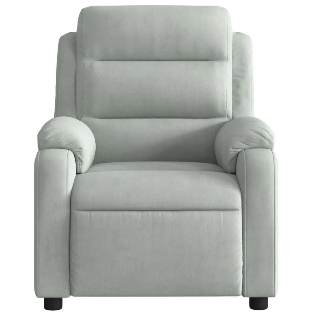 Poltrona | Sedia Relax Elettrica Massaggi Reclinabile Grigio Chiaro Velluto