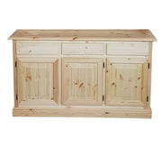 Credenza 3 porte 3 cassetti legno massello pino grezzo 156x42x85 - Mobili 2G