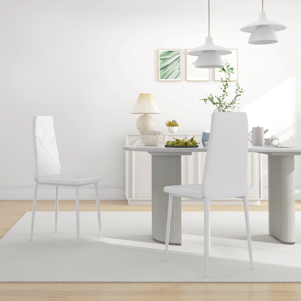 Sedia da Pranzo con Schienale Alto ¨C Zephmum ¨C Bianco Struttura in Metallo
