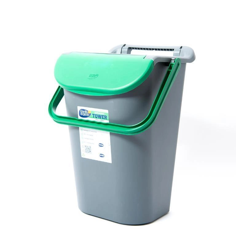 Pattumiera Raccolta Differenziata Tower Bin con Manico Verde 40 Litri