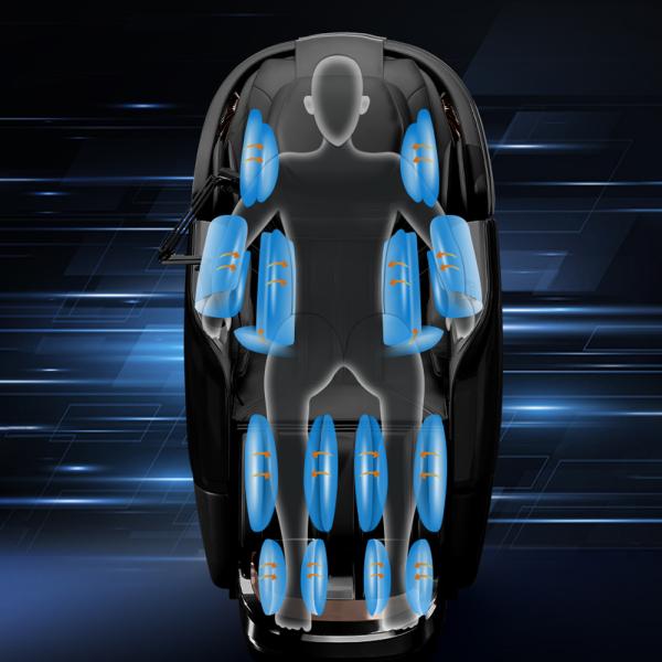 Poltrona massaggiante full body con riscaldamento, guida SL, Bluetooth, Nero