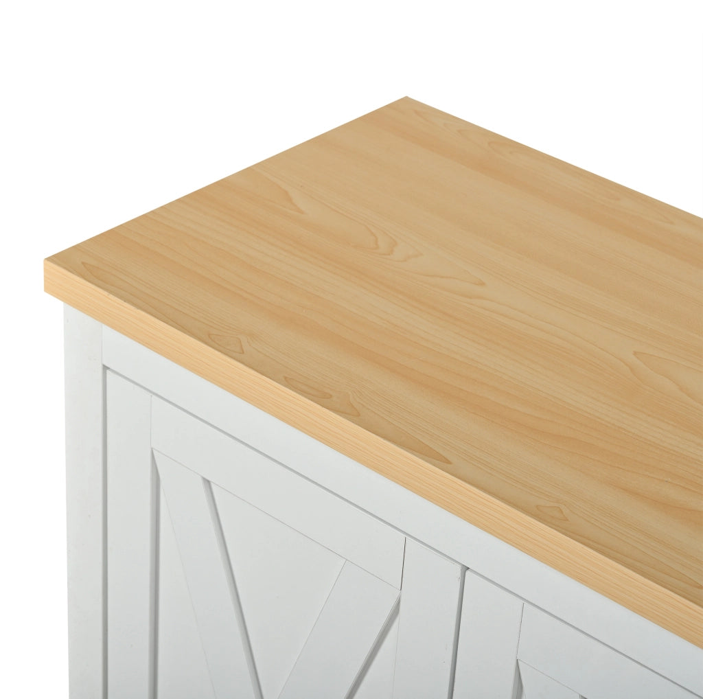 Credenza bianca 140x40x78 cm in MDF con 4 ante e ripiani regolabili