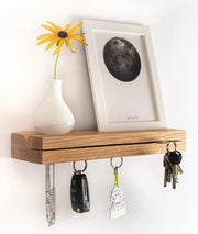Sostegno magnetico per chiavi in legno, moderno | Legno di quercia | Sostegno per chiavi | Sostegno per chiavi in legno | Sostegno per chiavi con piatto | Sostegno per chiavi con spazio di stoccaggio | Sostegno magnetico per chiavi