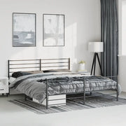 Giroletto con Testiera e Pediera Metallo Nero 183x213 cm 352342
