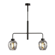 Lampadario Moderno 2 Luci Auriga In Accaio Nero E Vetro Fumè