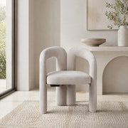 Sedia da pranzo con Schienale Avvolgente e Braccioli, Design Moderno, in Velluto Beige