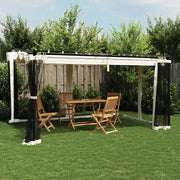 Gazebo con Pareti in Rete Crema 4x3 m in Acciaio