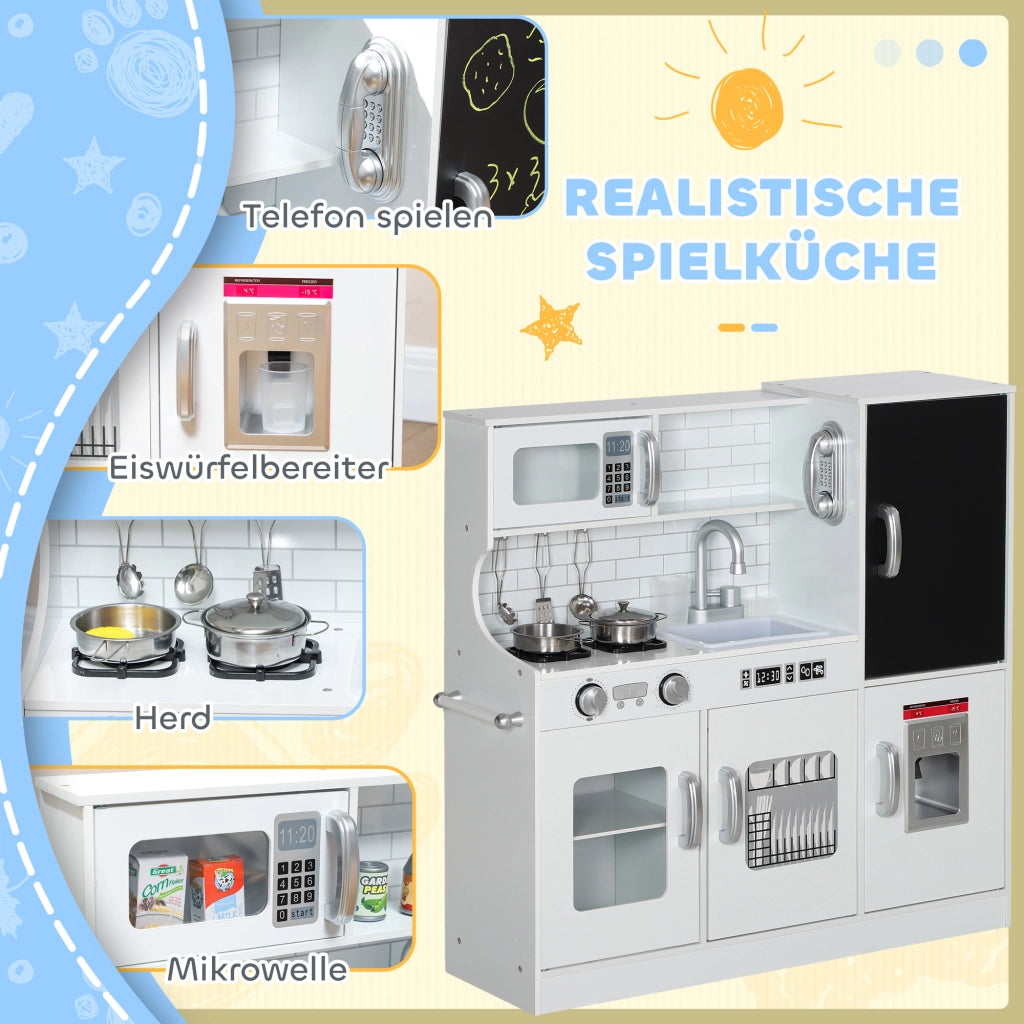 Cucina Giocattolo con Telefono, Lavagna e Accessori ¨C ZephMum ¨C Bianco