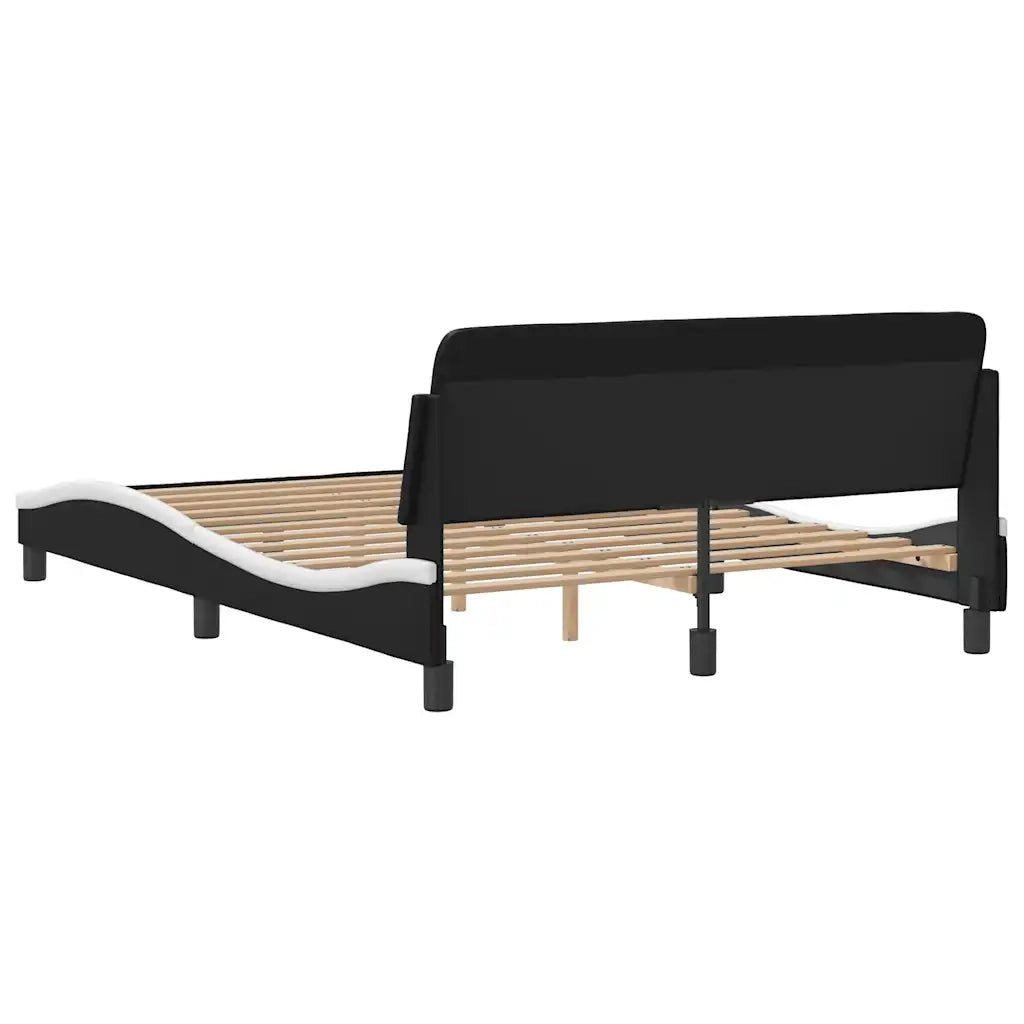 vidaXL Giroletto con Testiera Nero e Bianco 140x190 cm in Similpelle