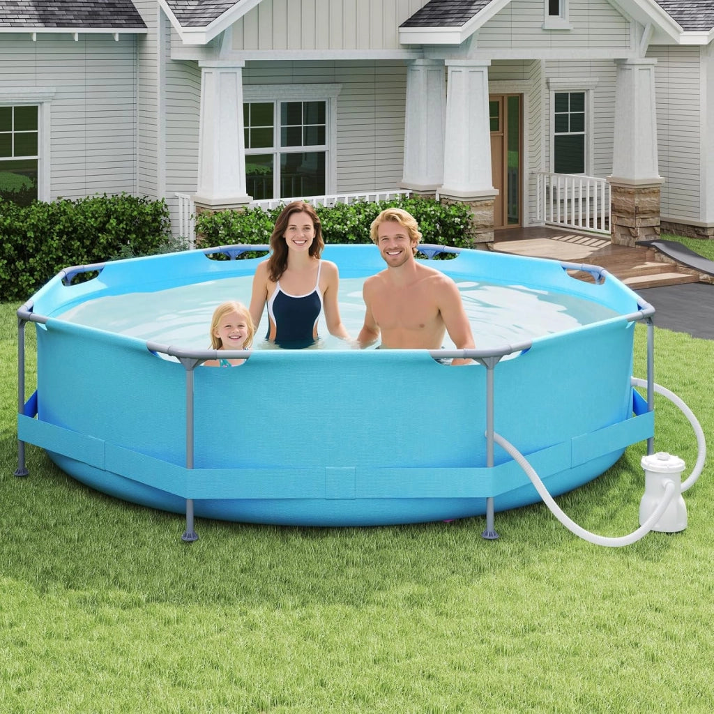 Piscina Fuori Terra 300 x 300 x 76 cm, Piscina Rotonda da Esterno con Struttura Metallica e Pompa Filtro, Capacità 4383 L, da Giardino per Adulti (3 m x 76 cm)