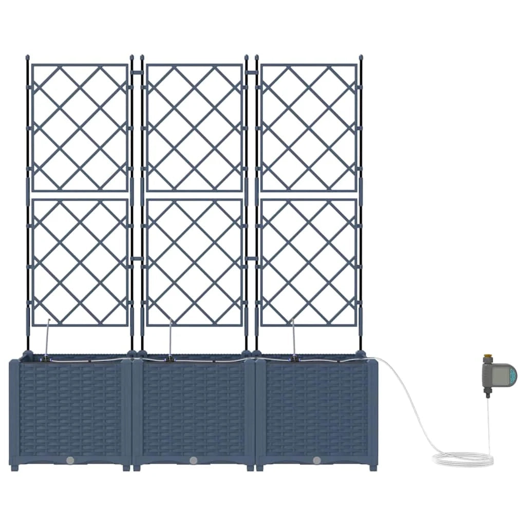 Set di 3 fioriere da giardino per esterni 80 x 80 x 143 cm resistenti moderne acciaio grigio 02_0058562