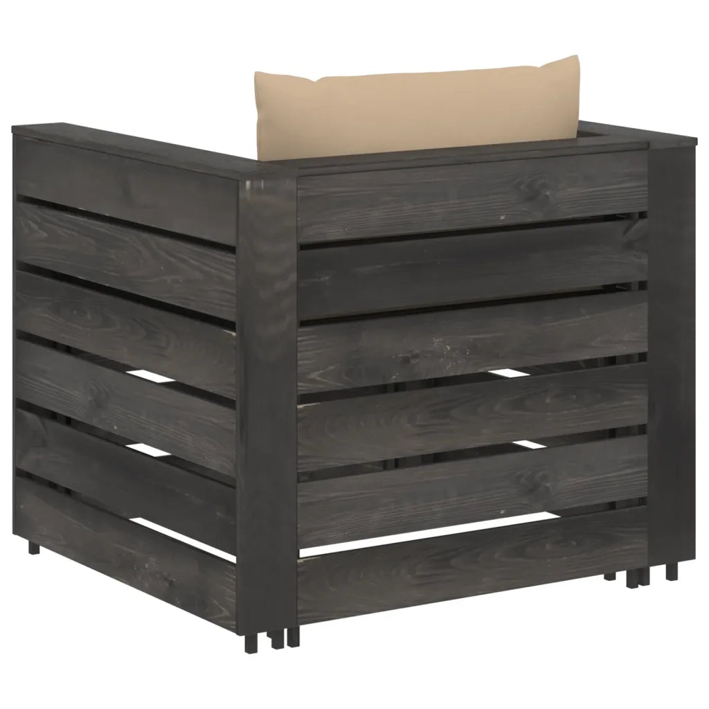 Set Salotto da Giardino 2pz | Set di Mobili da Esterno con Cuscini Legno Impregnato Grigio