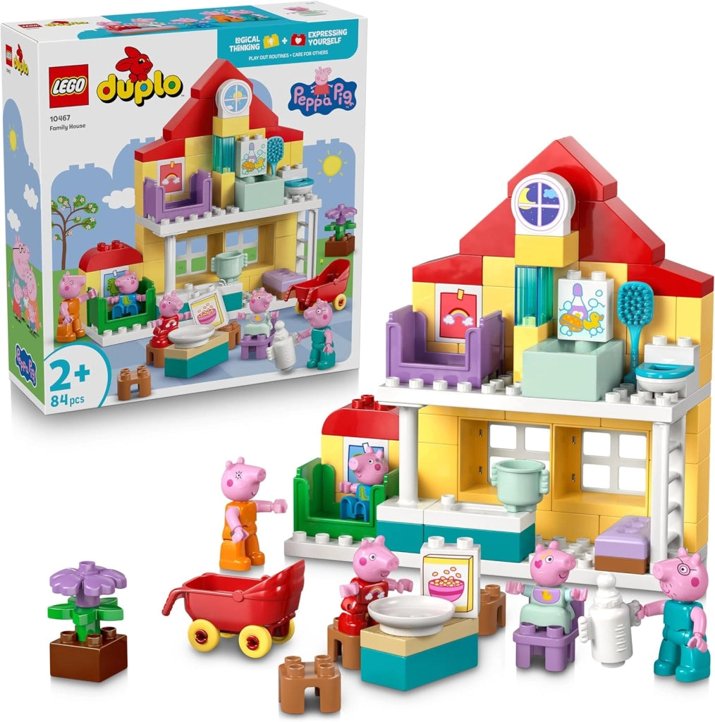 LEGO DUPLO Peppa Pig Villetta Familiare - Giocattolo Didattico per Motricita Fine - Giochi Montessori con 5 Personaggi e