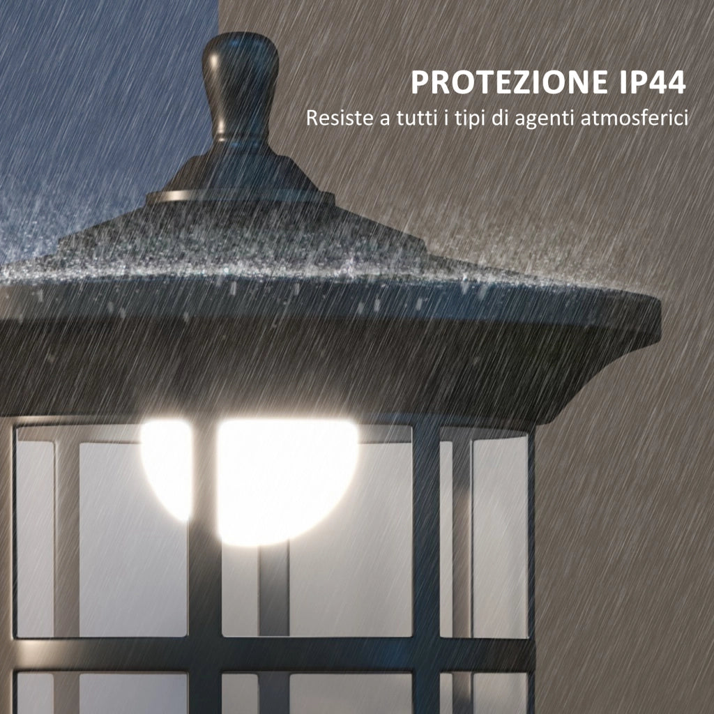 Lampione Solare da Giardino Alto 184cm con Luce LED Bianco Freddo e IP44, Nero