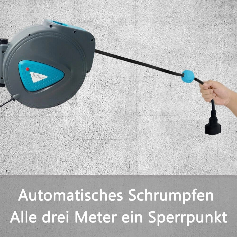 Avvolgicavo automatico per esterni, con cavo di prolunga da 20 m, avvolgicavo con rotazione a 180°, montaggio a parete