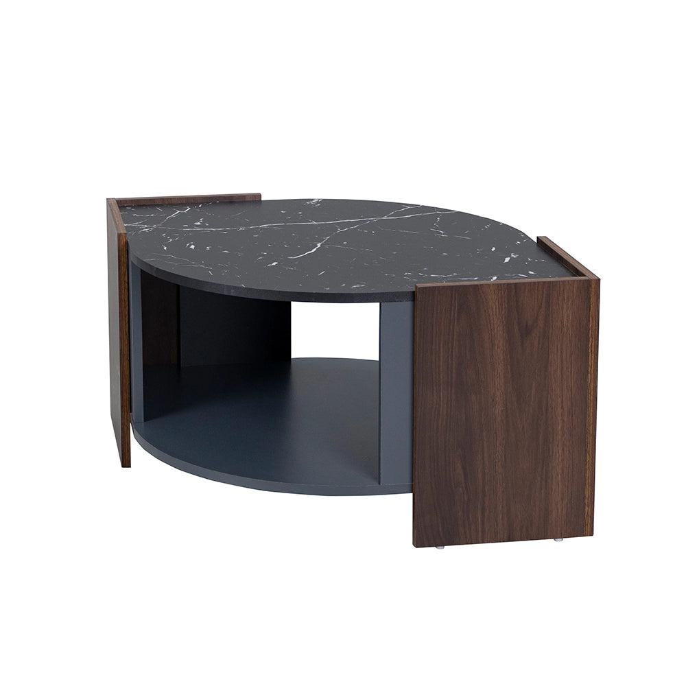 Tavolino da salotto 96.5x63x40 cm con vano contenitore; pannello truciolare nero