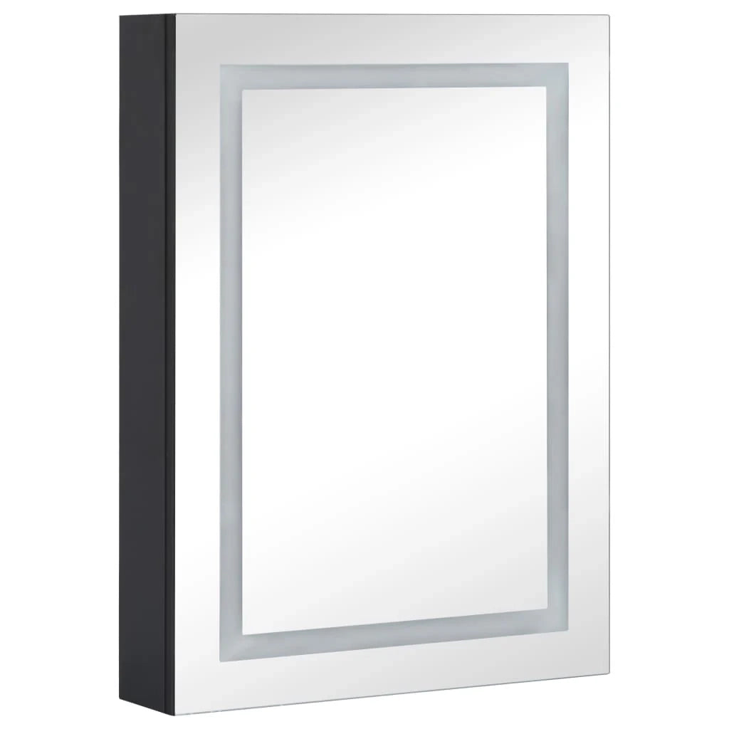 Mobiletto da bagno con specchio LED 50 x 13 x 70 cm MDF nero 02_0006564