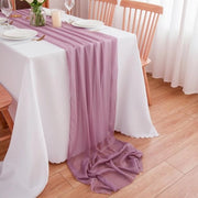 Tavolo da pranzo con tovaglia in chiffon per matrimonio, soggiorno, festa, vacanza, decorazione 300 x 70 cm
