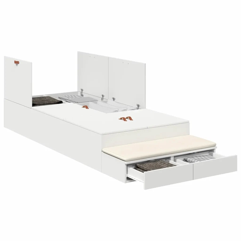 Struttura letto con contenitore Bianco 80 cm Legno multistrato 3335597