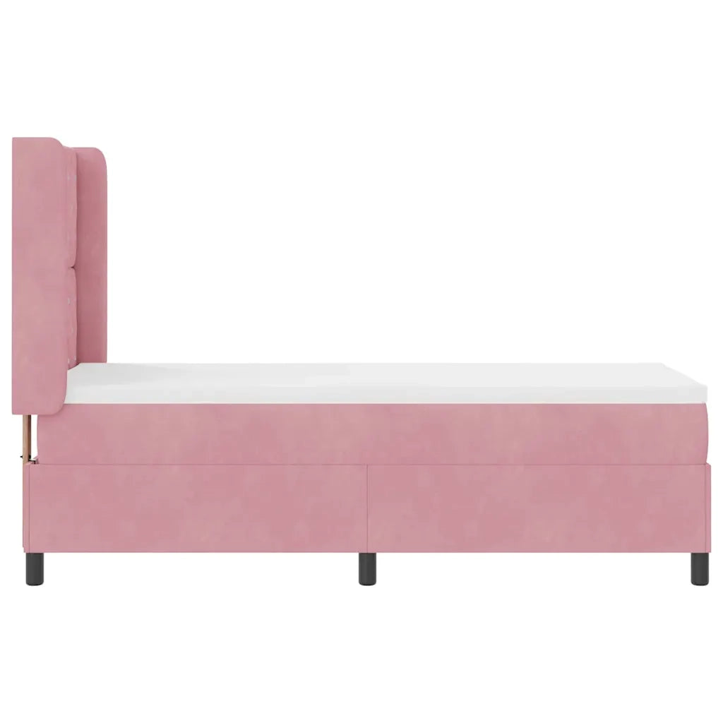 Letto a molle con testiera Rosa 80 x 200 cm Velluto 3341929