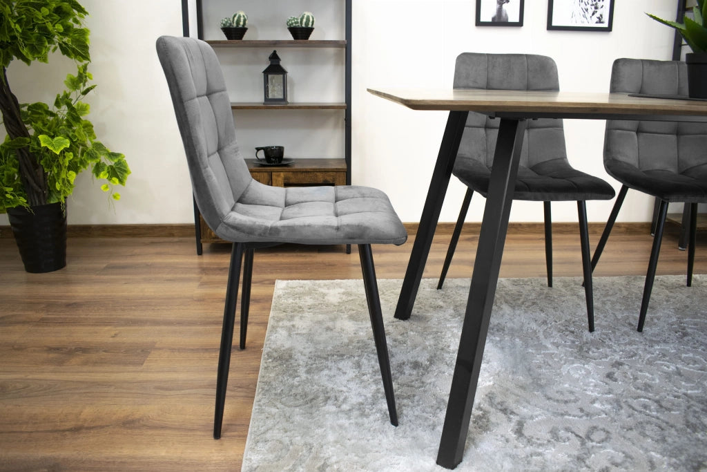 Sedia Valora PYRA in velluto grigio scuro, design moderno x3