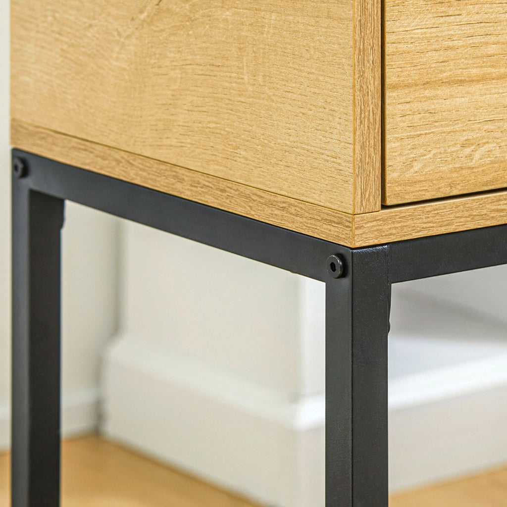 Tavolino da caff¨¨ con cassetto ¨C Zephmum ¨C Naturale Acciaio 40x30x76