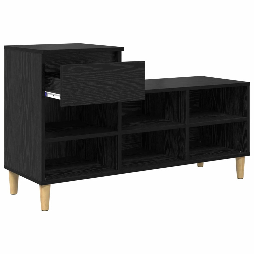 Mobile per scarpe con cassetto Rovere Nero 102 x 36 x 60 cm